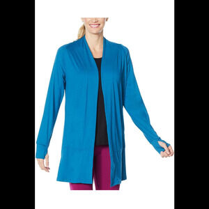 Comfort Code Stretch Jersey Knit Open Front Cardigan Blue - Regular